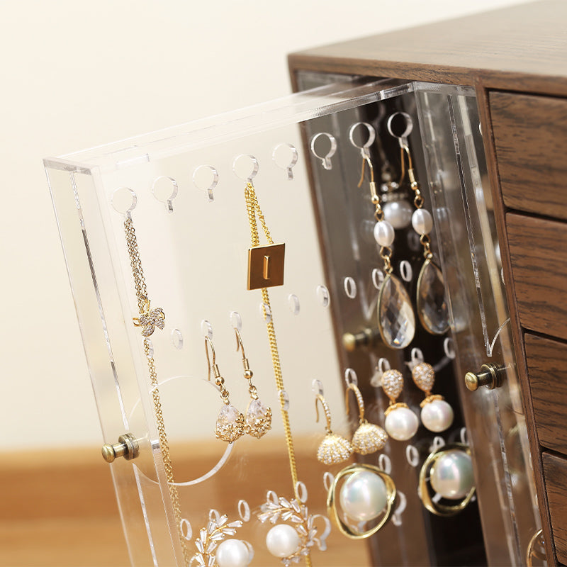 Boîte à bijoux avec 5 compartiments et support pour boucles d'oreilles