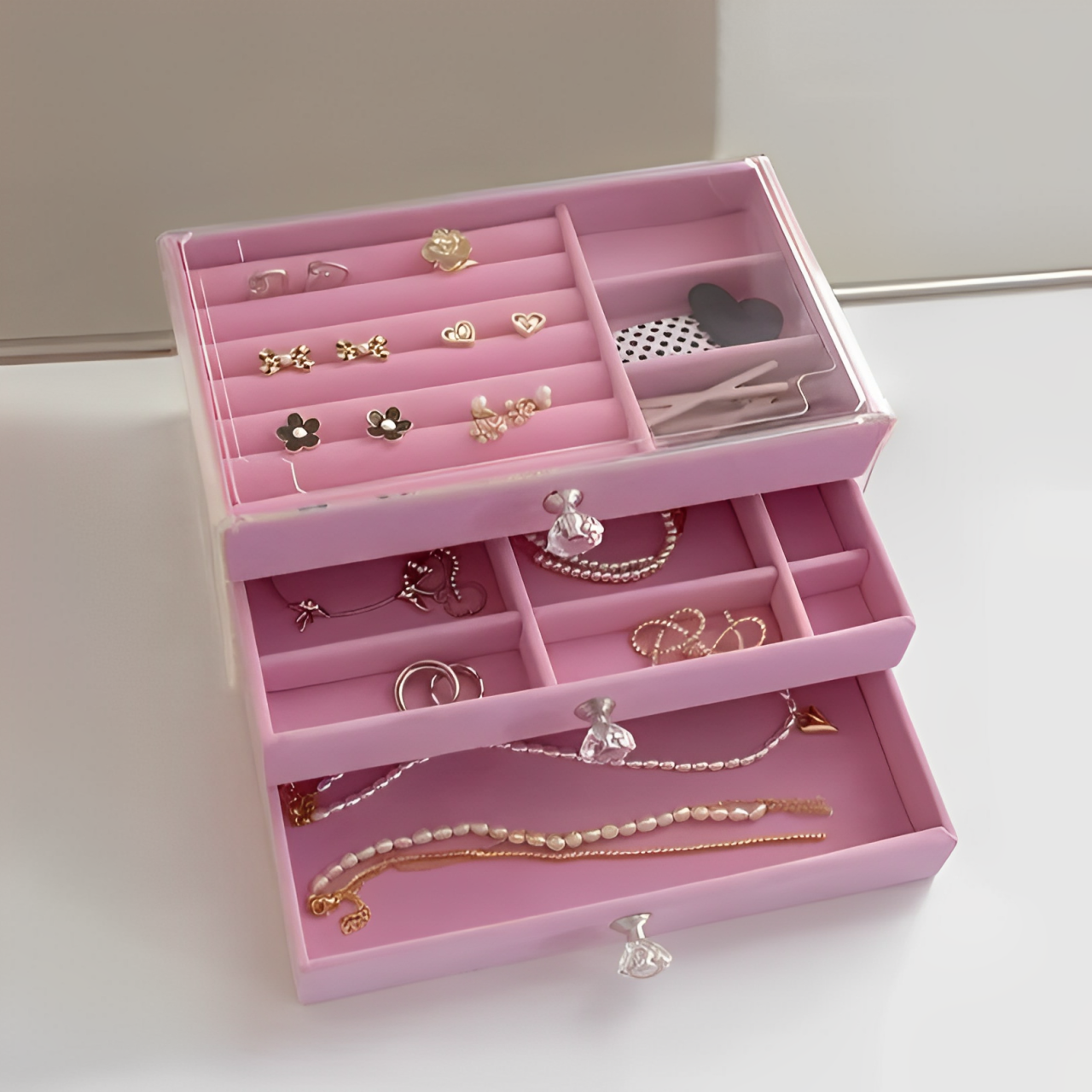 BS® - Boîte à Bijoux 3 Niveaux, Intérieur en Velours