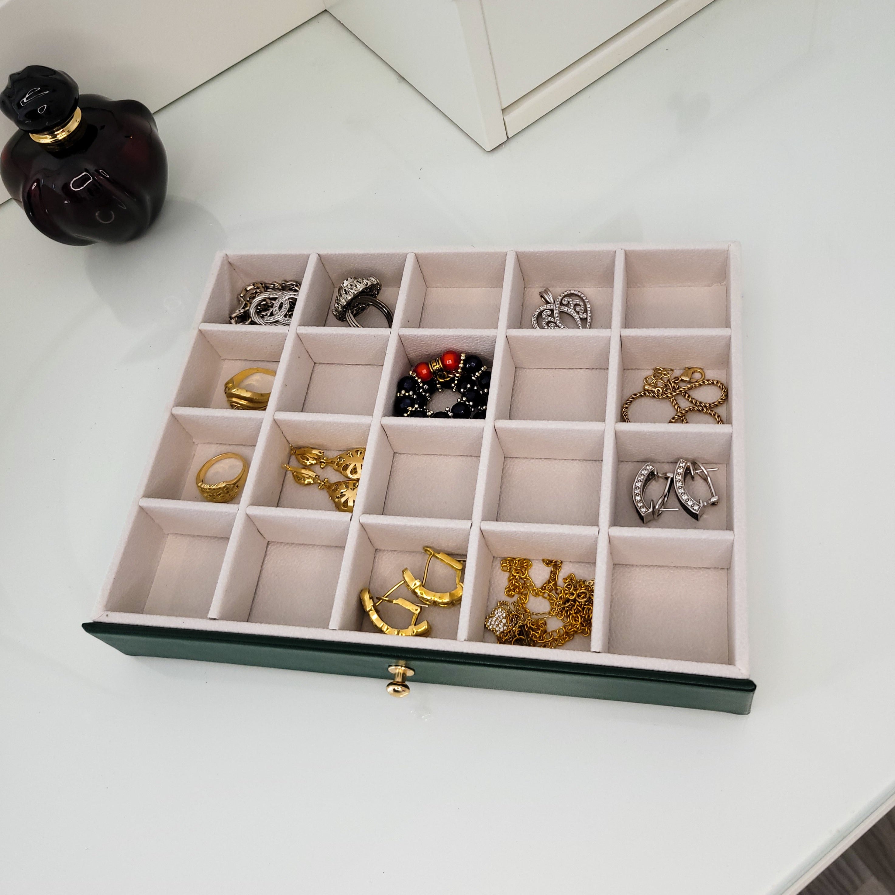 BS® Boîte à bijoux en Cuir Végan, 3 Niveaux de Rangement