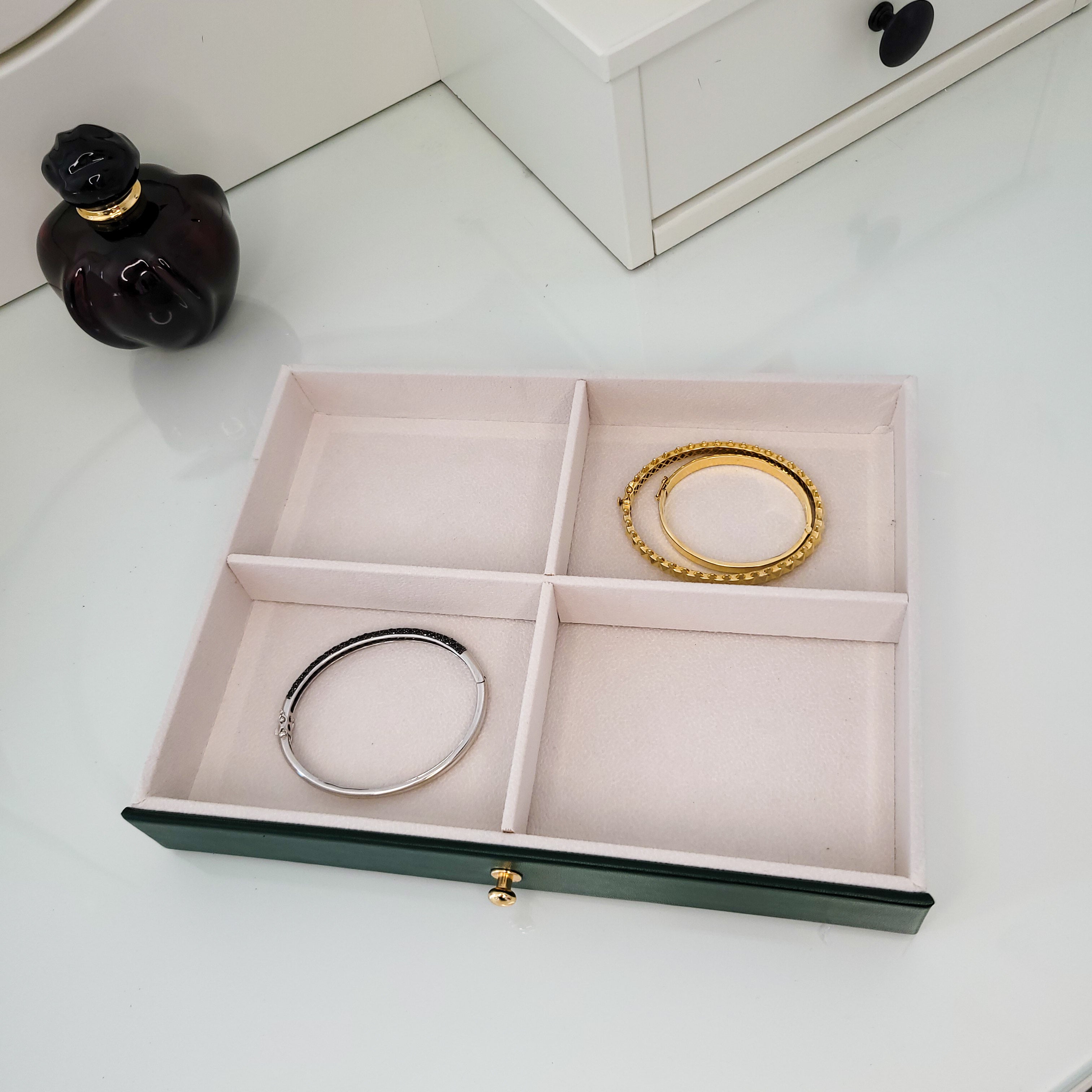 BS® Boîte à bijoux en Cuir Végan, 3 Niveaux de Rangement