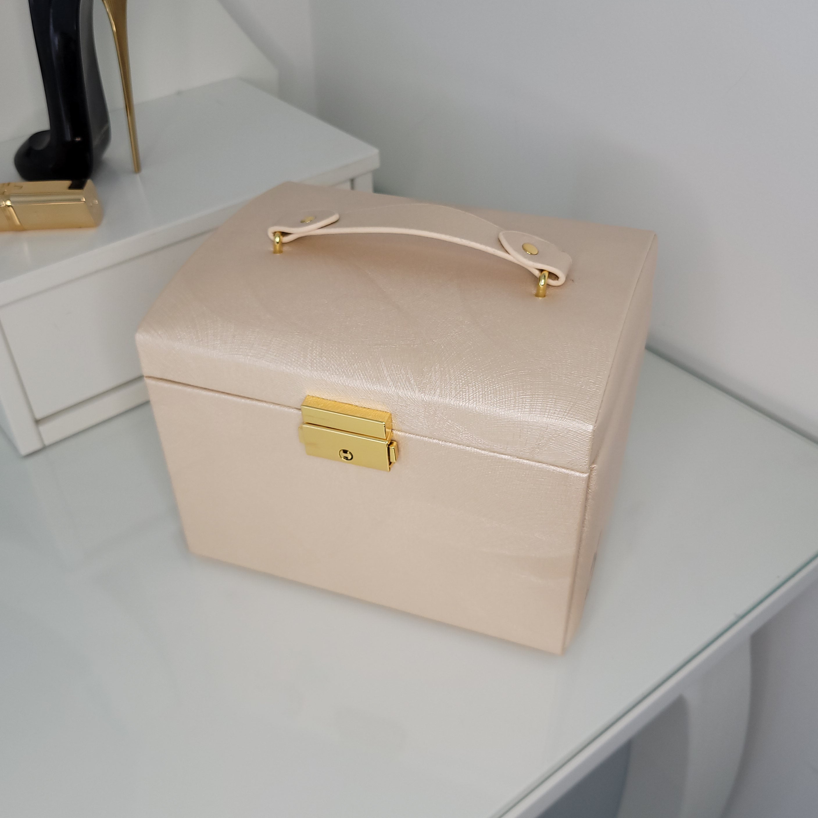 BS® - Boîte à Bijoux en Cuir Végan avec Miroir & Serrure