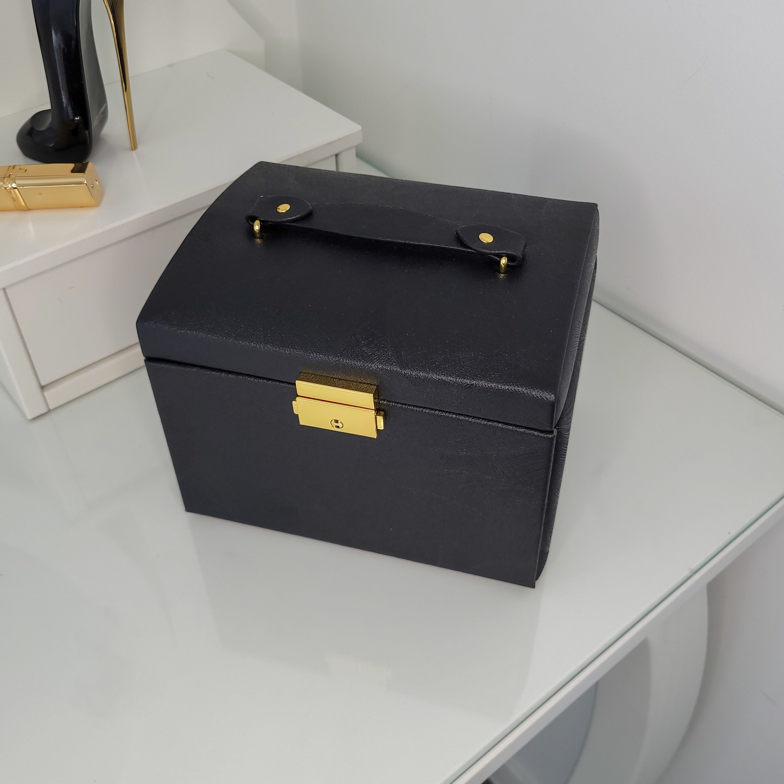 BS® - Boîte à Bijoux en Cuir Végan avec Miroir & Serrure