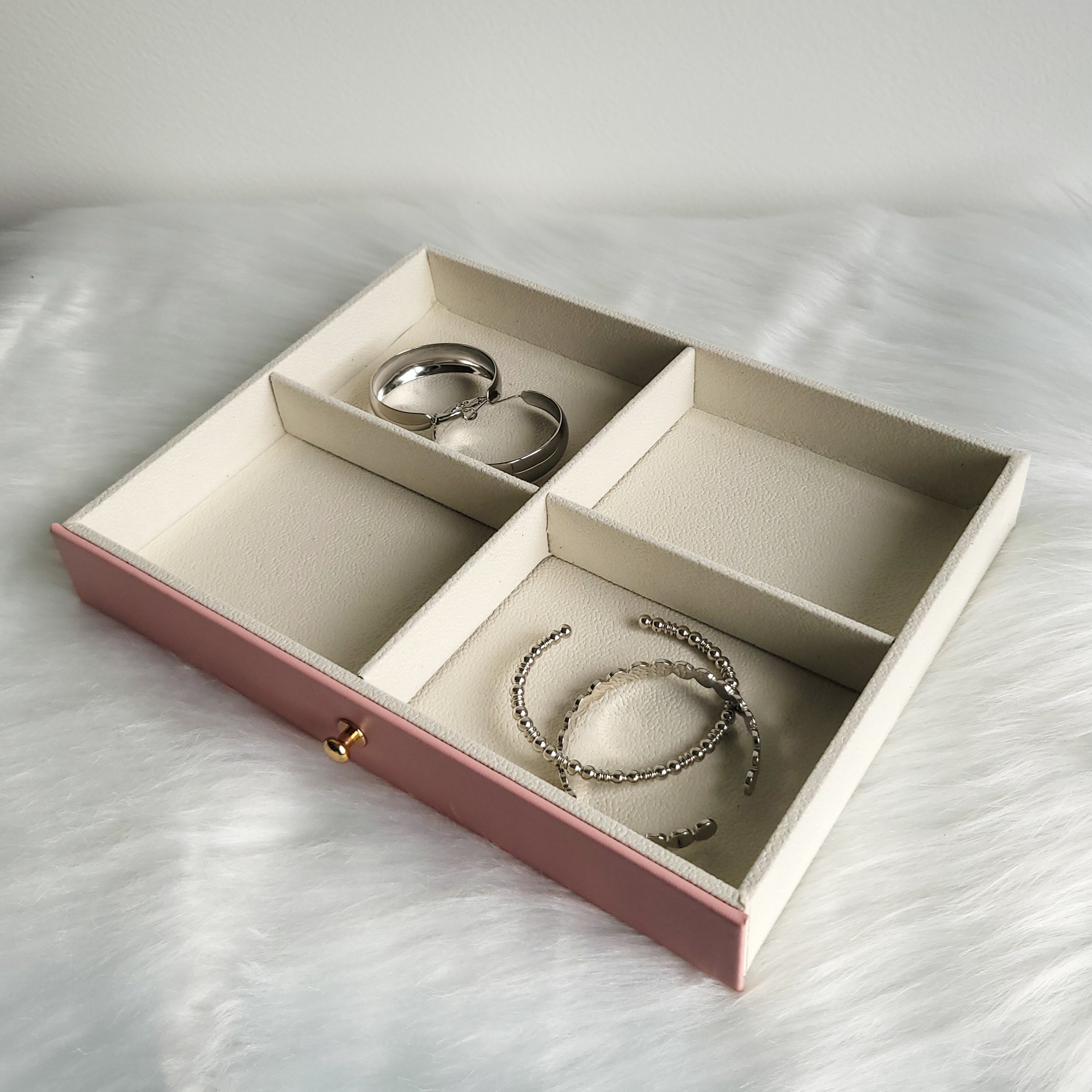 BS® Boîte à bijoux en Cuir Végan, 3 Niveaux de Rangement