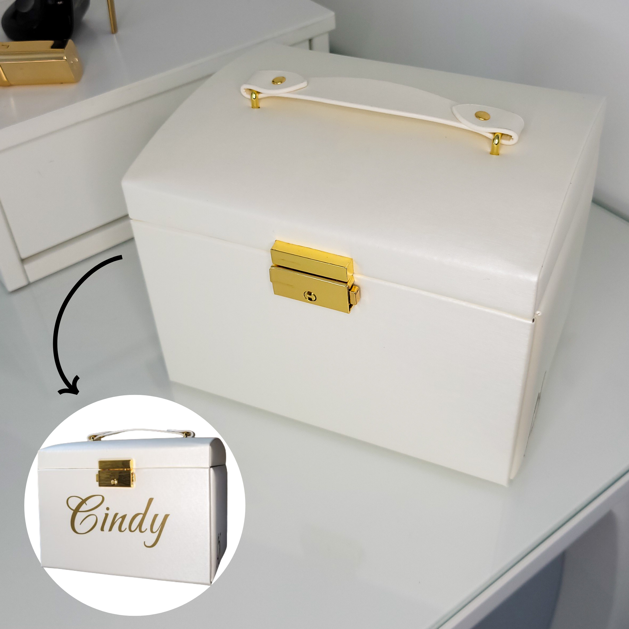 BS® - Boîte à Bijoux en Cuir Végan avec Miroir & Serrure