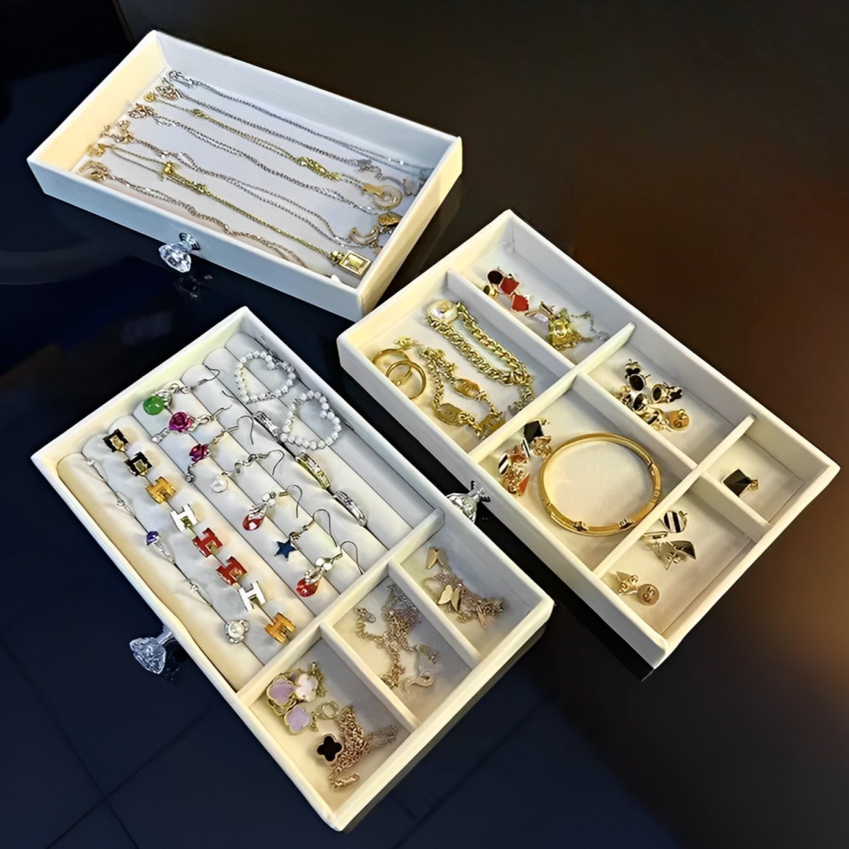 BS® - Boîte à Bijoux 3 Niveaux, Intérieur en Velours