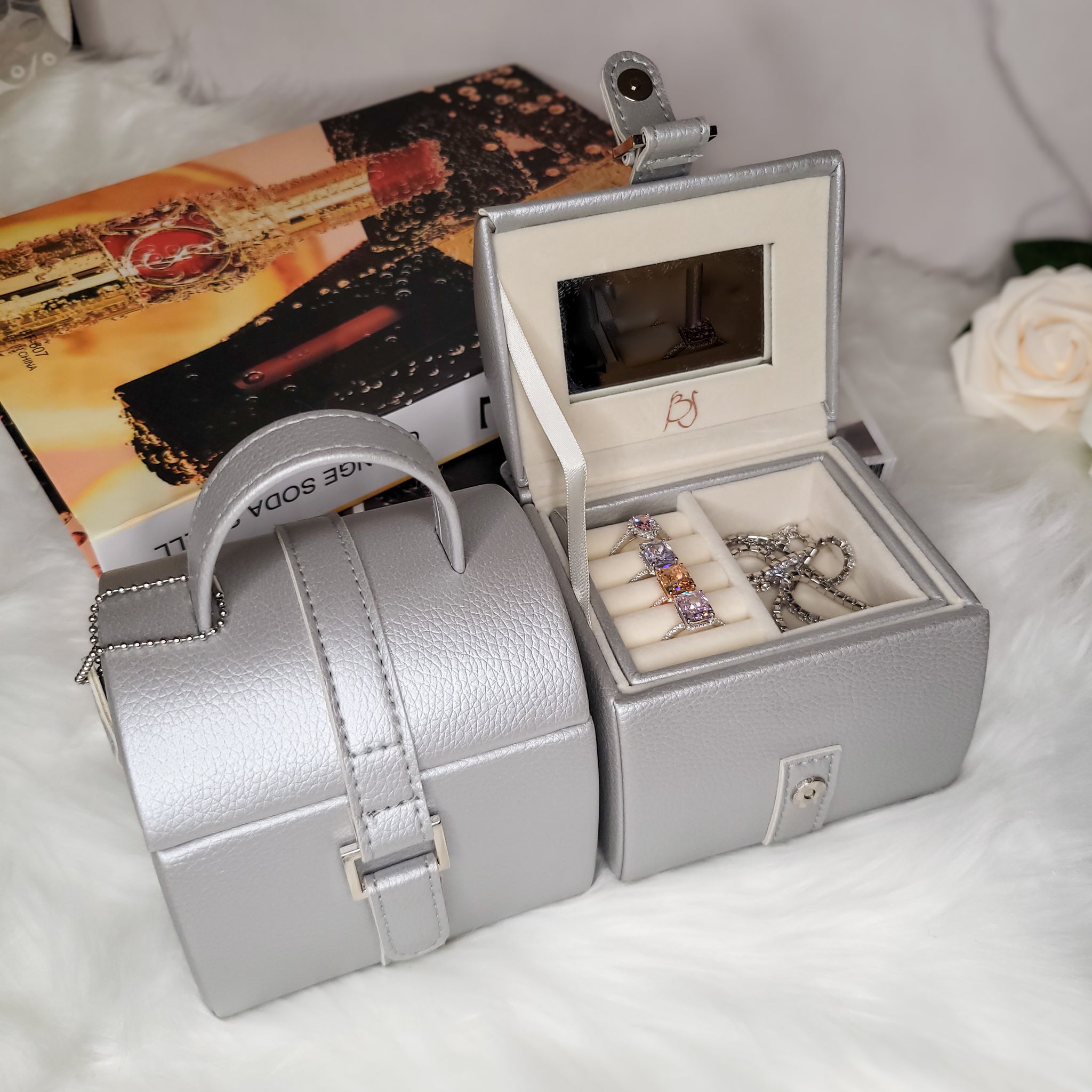 Grande boîte à bijoux personnalisée, organisateur de rangement de