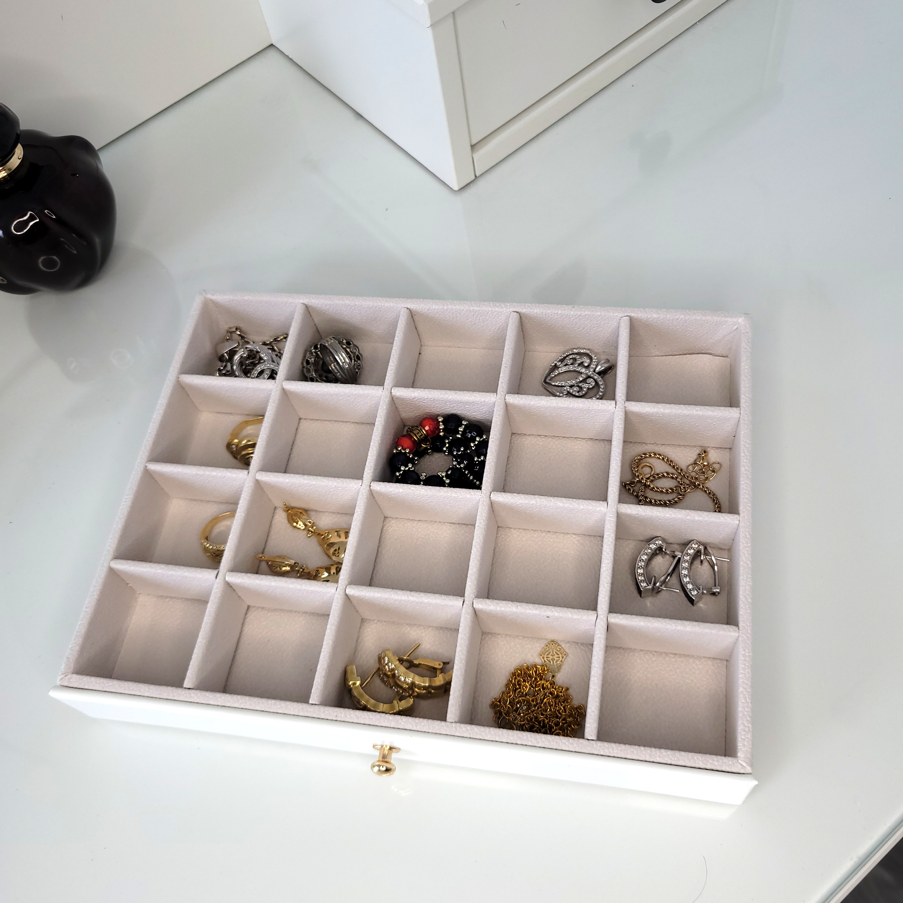 BS® Boîte à bijoux en Cuir Végan, 3 Niveaux de Rangement