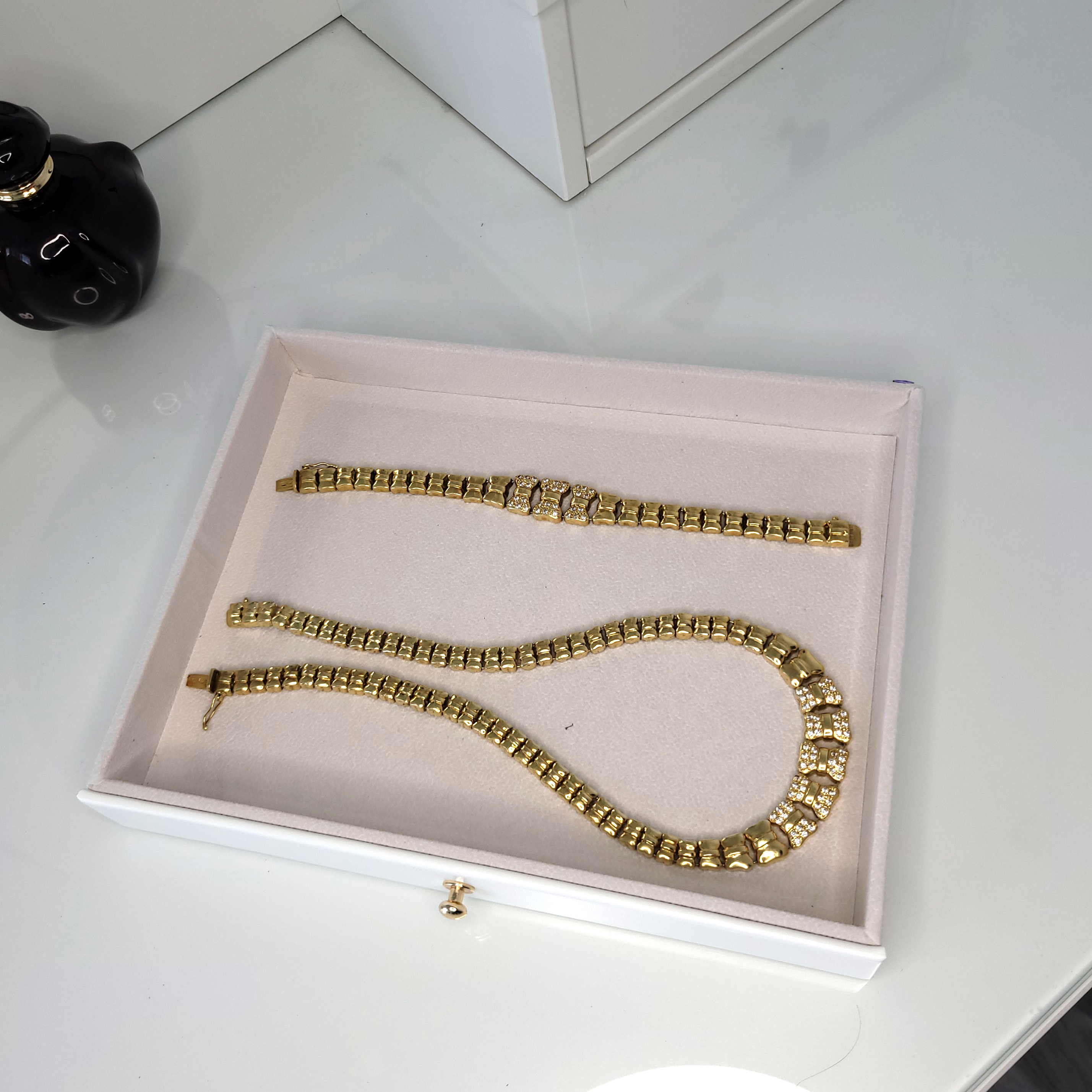 BS® Boîte à bijoux en Cuir Végan, 3 Niveaux de Rangement