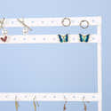 Stuurvnee Présentoir à Bijoux Blanc - Porte-Bijoux Métallique 2 étages Avec Porte-Clés - Idéal Pour Boucles D'Oreilles, Colliers, Bracelets - 20,5 X 7,5 X 24 Cm - Cadeau Fille - 5